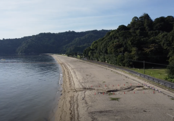 ドローンで撮影さた包ヶ浦